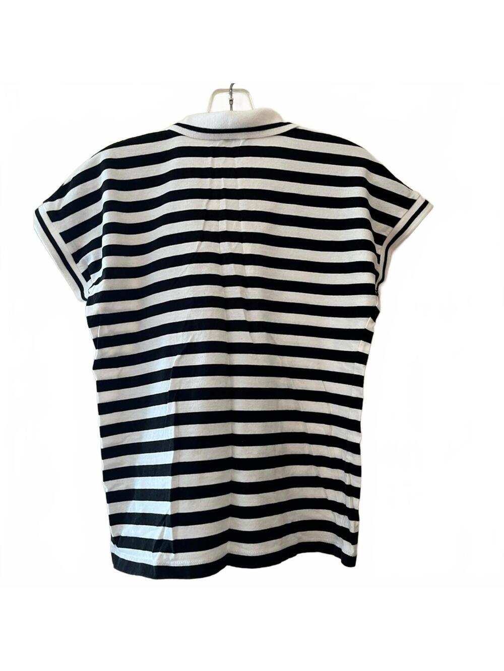 Jones New York Black and White Striped Button Down Polo Shirt - Picture 2 of 4